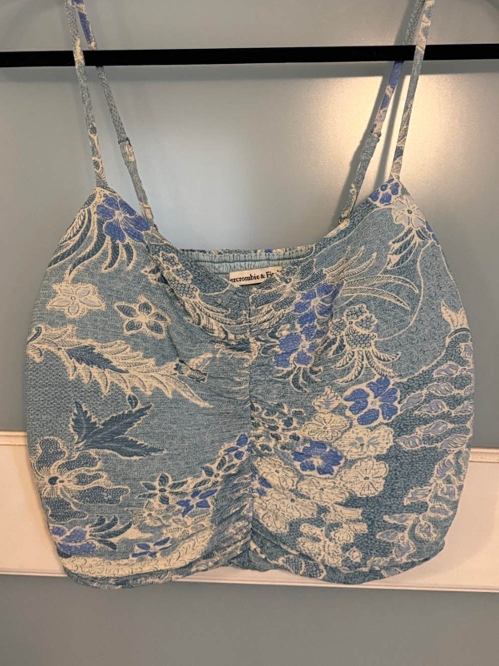 Abercrombie & Fitch Blue Floral Ruched Cami